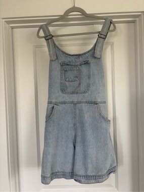 Light Wash Denim Short Overalls